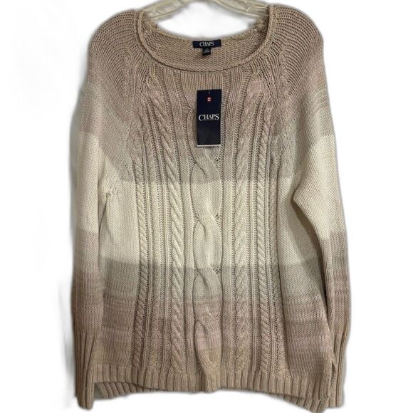 NWT Chaps Sweater Women's Med Knit Pullover Soft Girl Pastel Tone Colorblock - Picture 6 of 7
